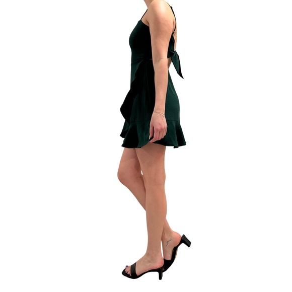 Emerald Green Tie Back Ruffle Dress - US S - Picture 1 of 4